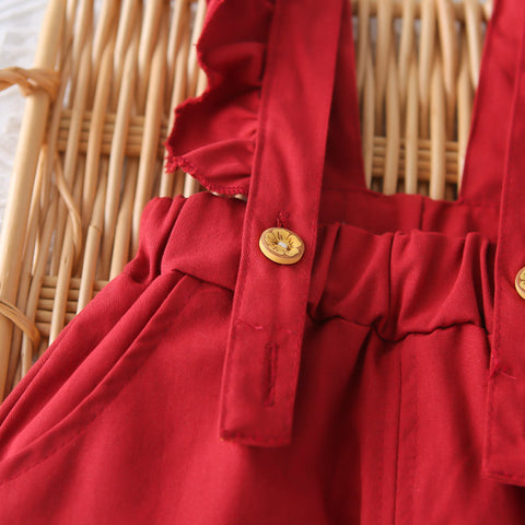 2-Piece Kids Suspender Outfit – Red, Pink or Blue (1-5 Years)