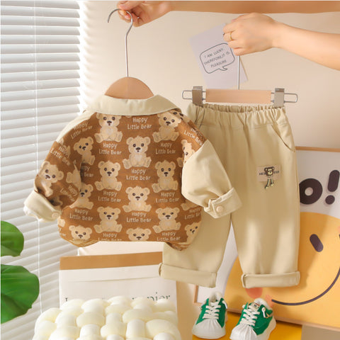 3-Piece Kids Bear Outfit – Beige (1-5 Years)