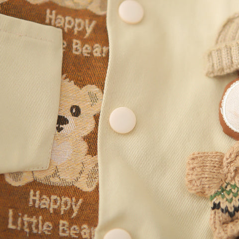 3-Piece Kids Bear Outfit – Beige (1-5 Years)