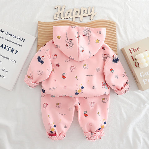 3-Piece Kids Cartoon Outfit – Pink (1-5 Years)