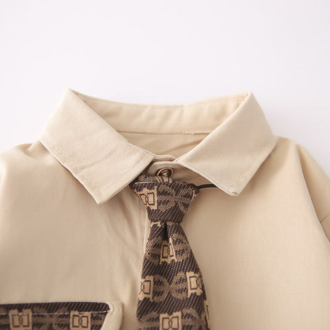 2-Piece Kids Formal Outfit – Shirt & Pants (Black or Beige, 1-5 Years)