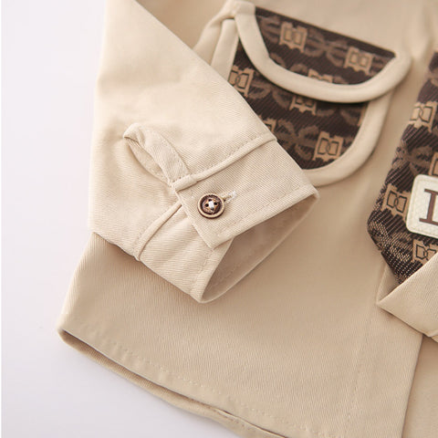 2-Piece Kids Formal Outfit – Shirt & Pants (Black or Beige, 1-5 Years)