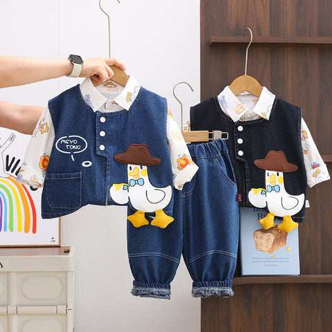 3-Piece Kids Duck Outfit – Blue or Dark Denim (1-5 Years)