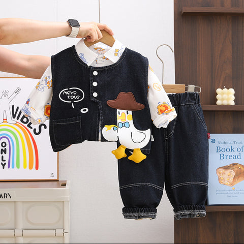 3-Piece Kids Duck Outfit – Blue or Dark Denim (1-5 Years)