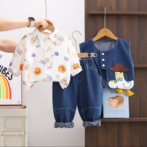 3-Piece Kids Duck Outfit – Blue or Dark Denim (1-5 Years)