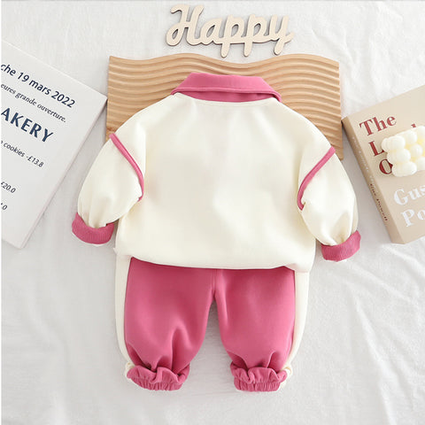 Poodle Patch Sweatshirt & Jogger Pants Children’s Outfit – Pink, Purple or Brown (1-5 Years)