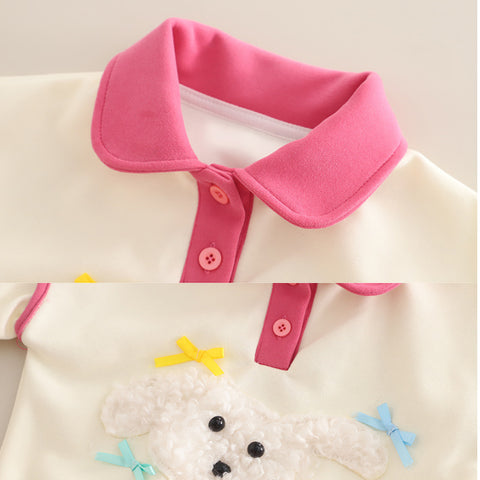 Poodle Patch Sweatshirt & Jogger Pants Children’s Outfit – Pink, Purple or Brown (1-5 Years)