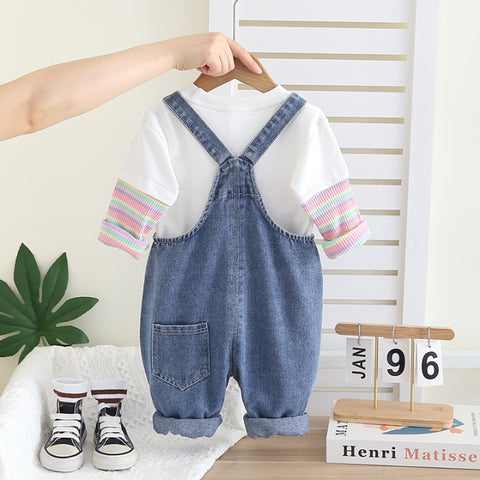 2-Piece Kids Outfit with Denim Overalls – (1-5 Years)