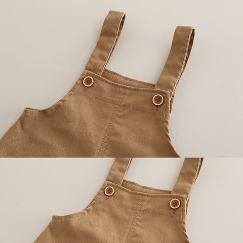 Kids Overalls Outfit with Bear Patch – Light Brown or Dark Brown (1-5 Years)