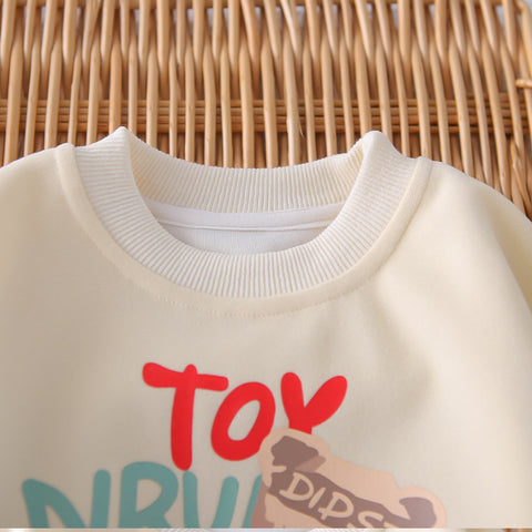 Bear Print Sweatshirt & Pants Set – Cream, Navy or Beige (1-5 Years)