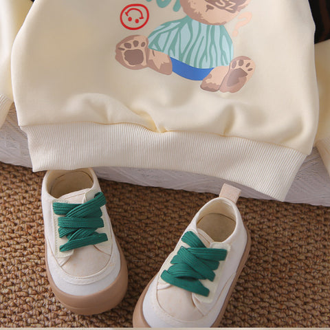 Bear Print Sweatshirt & Pants Set – Cream, Navy or Beige (1-5 Years)