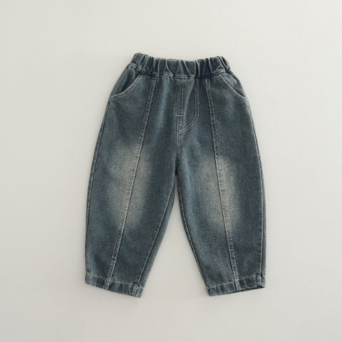 Kids Cartoon Sweatshirt & Jeans Outfit – Beige (1-5 Years)