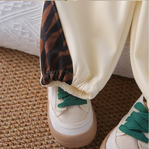 Bear Print Sweatshirt & Pants Set – Cream, Navy or Beige (1-5 Years)