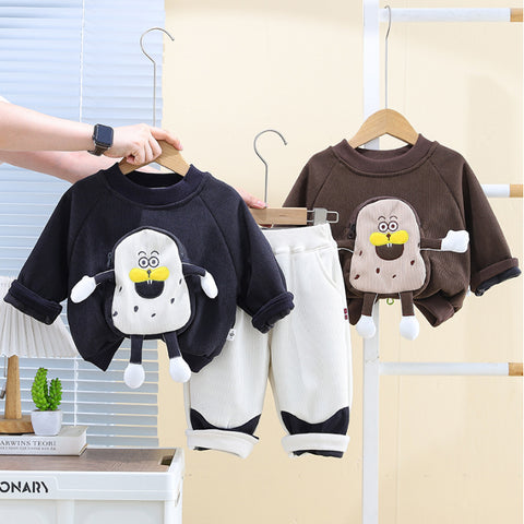 2-Piece Character Sweatshirt & Pants Set – Navy or Brown (1-5 Years)