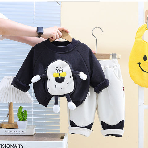 2-Piece Character Sweatshirt & Pants Set – Navy or Brown (1-5 Years)