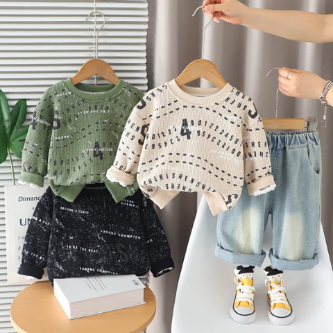 Unisex Kids Number Print Outfit – Green, Beige or Black (1-5 Years)