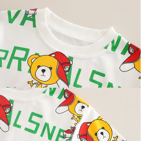 Cartoon Bear Print Sweatshirt & Jeans Set (1-5 Years)