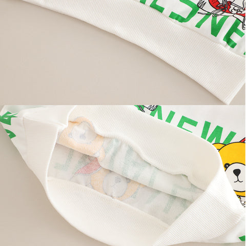 Cartoon Bear Print Sweatshirt & Jeans Set (1-5 Years)