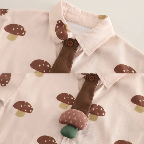 3-Piece Mushroom Vest Outfit – Brown or Green (1-5 Years)