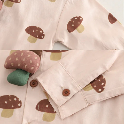 3-Piece Mushroom Vest Outfit – Brown or Green (1-5 Years)