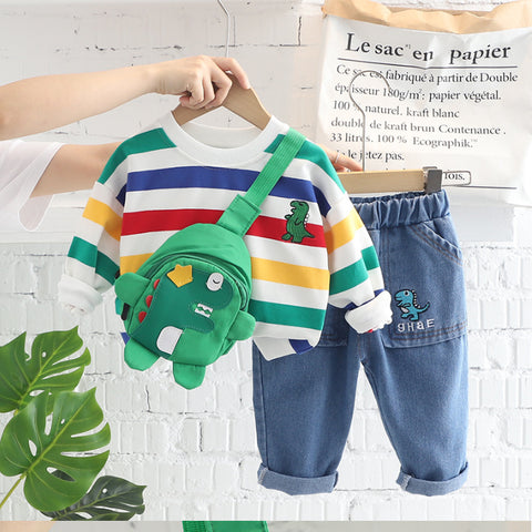 Toddler Rainbow Outfit with Dino Bag (1-5 Years)